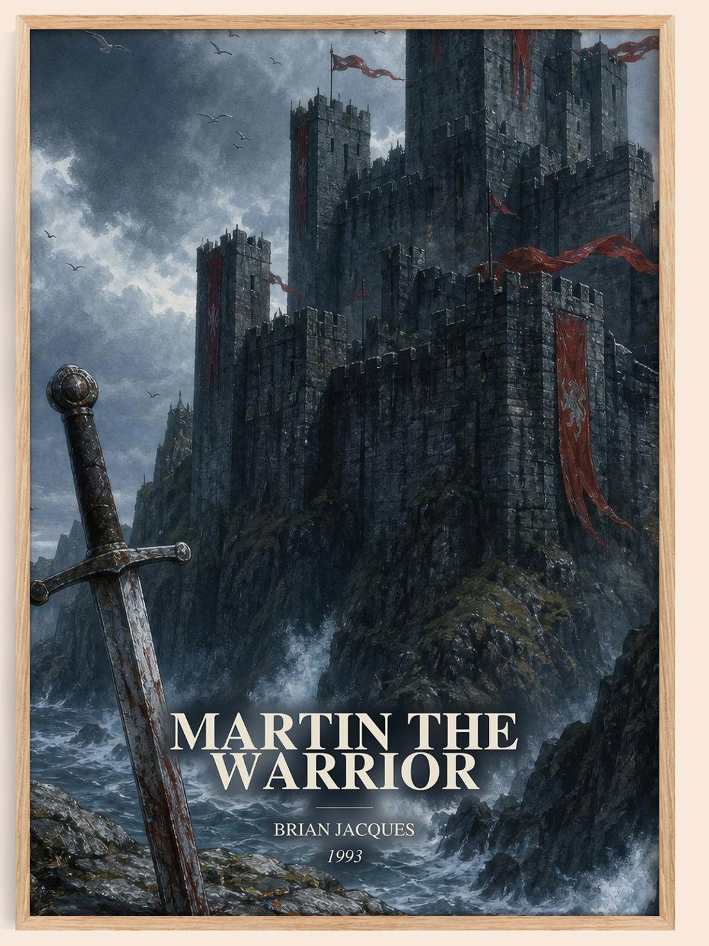 Martin the Warrior watercolour book poster by Brian Jacques – framed literary art print