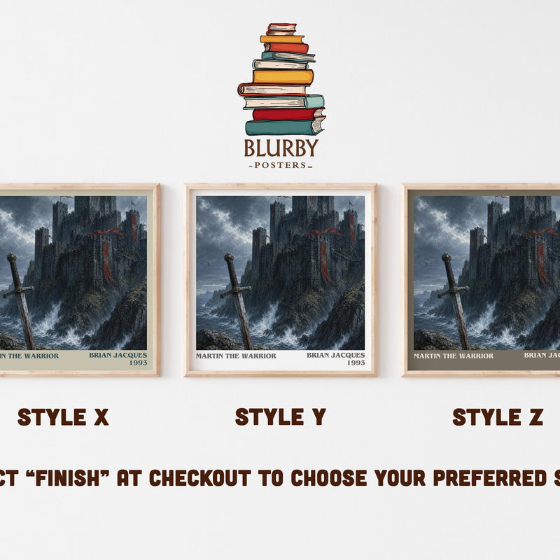 Martin the Warrior literary print in frame leaning in hallway – fantasy wall art