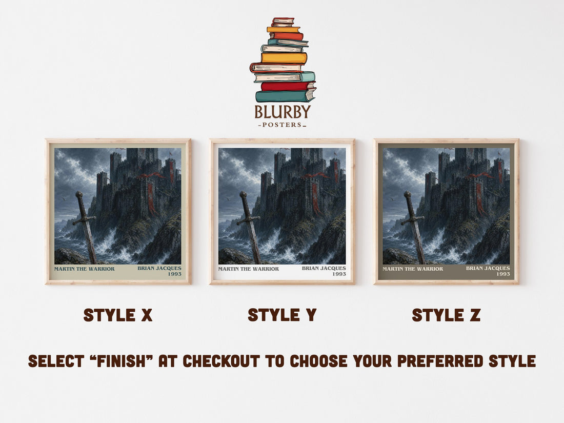 Martin the Warrior literary print in frame leaning in hallway – fantasy wall art (mockup)