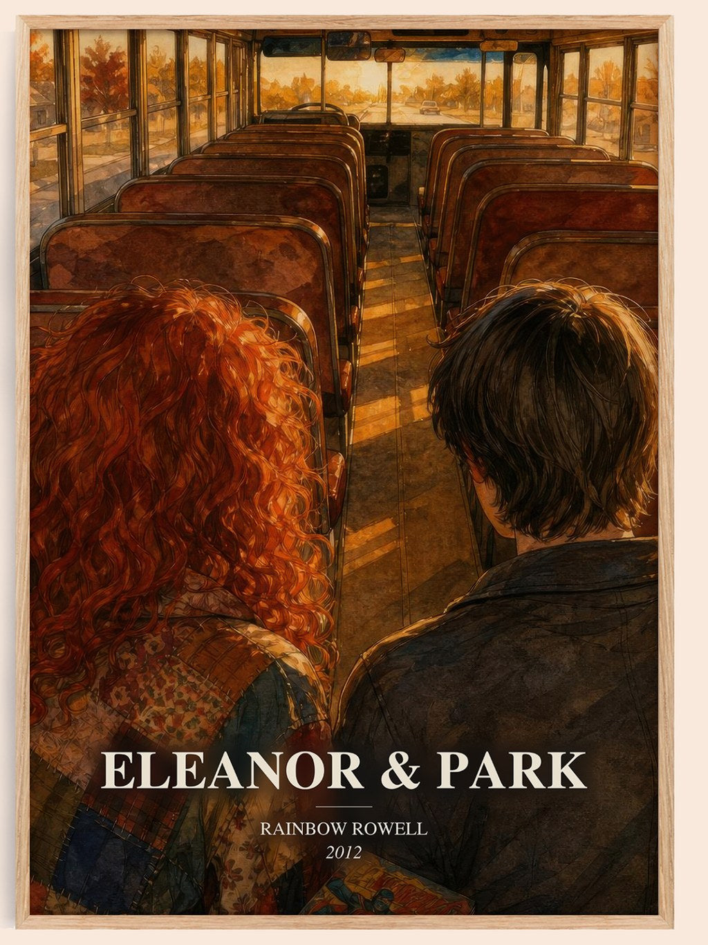 Eleanor & Park watercolour book poster by Rainbow Rowell – framed literary art print