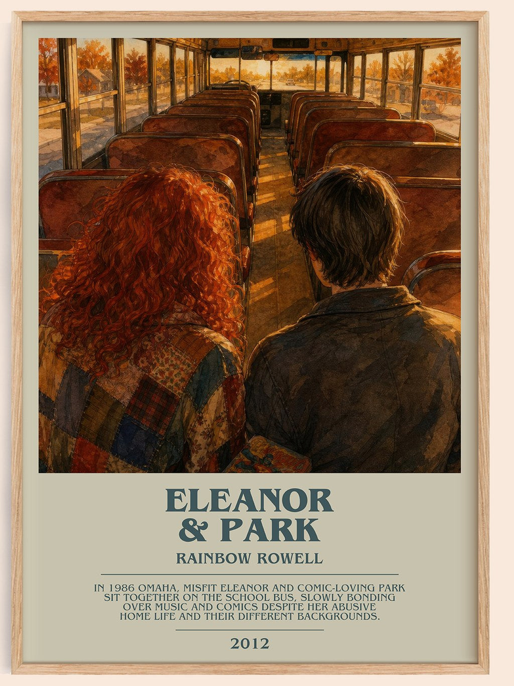 Eleanor & Park bookish book poster by Rainbow Rowell – framed literary art print