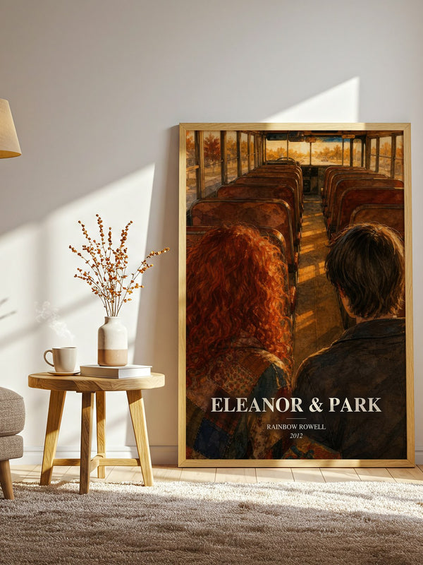 Eleanor & Park watercolour print in frame leaning in hallway – young adult wall art