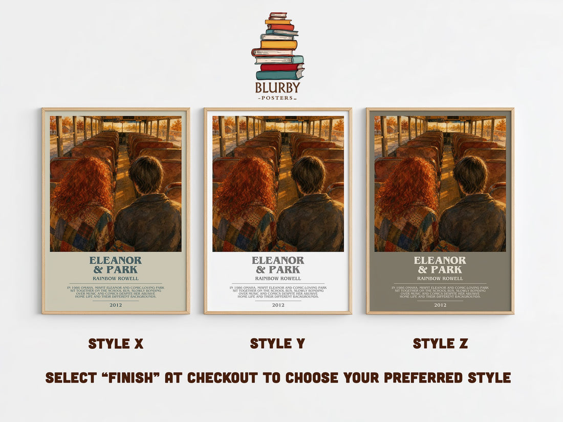 Eleanor & Park bookish print in frame leaning in hallway – young adult wall art (mockup)
