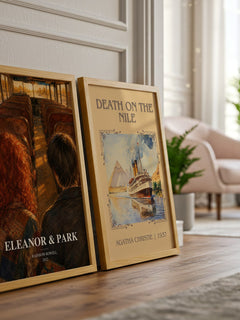 Eleanor & Park watercolour print framed by window – literary home decor