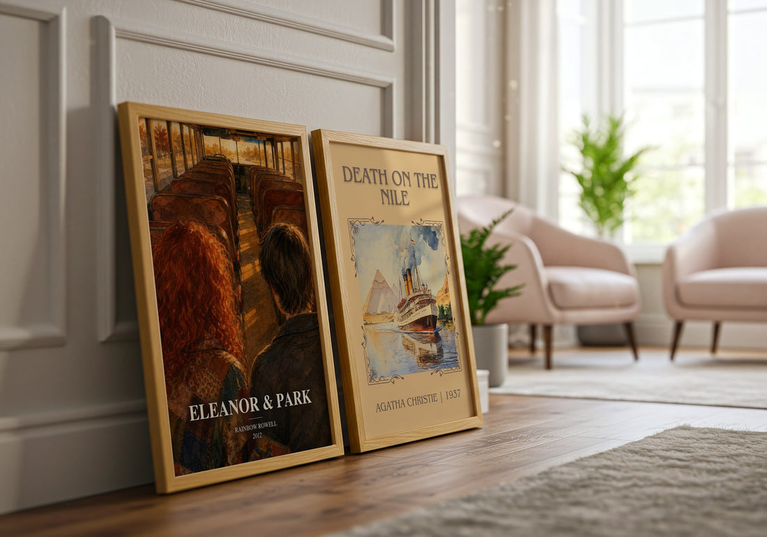 Eleanor & Park watercolour print framed by window – literary home decor