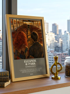 Eleanor & Park Bookish Wall Art by Rainbow Rowell – framed print on a city-view windowsill