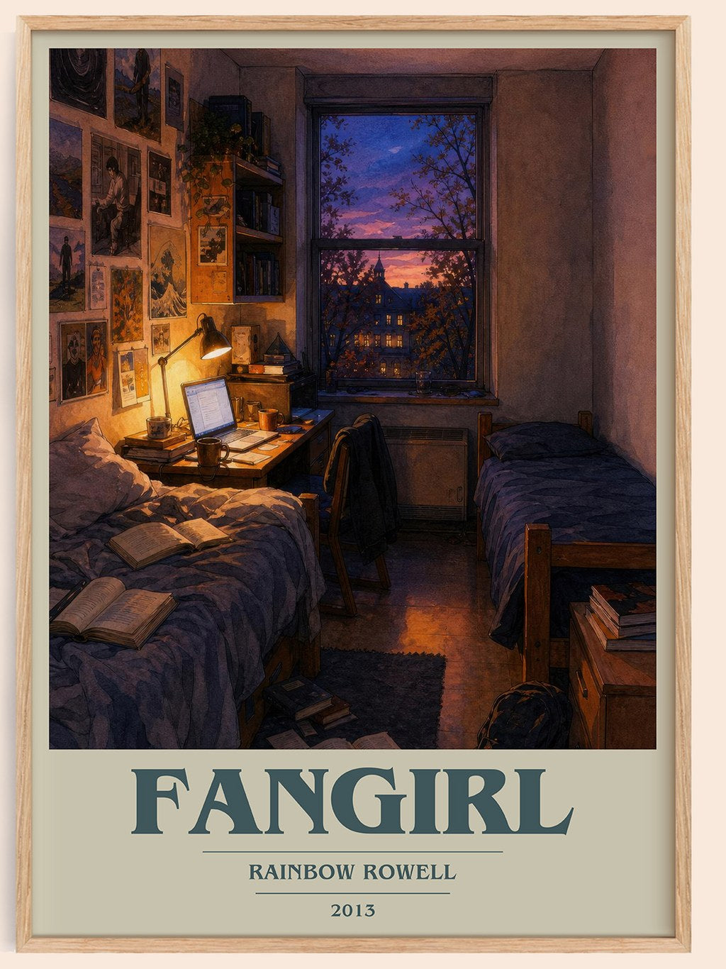 Fangirl book cover book poster by Rainbow Rowell – framed literary art print