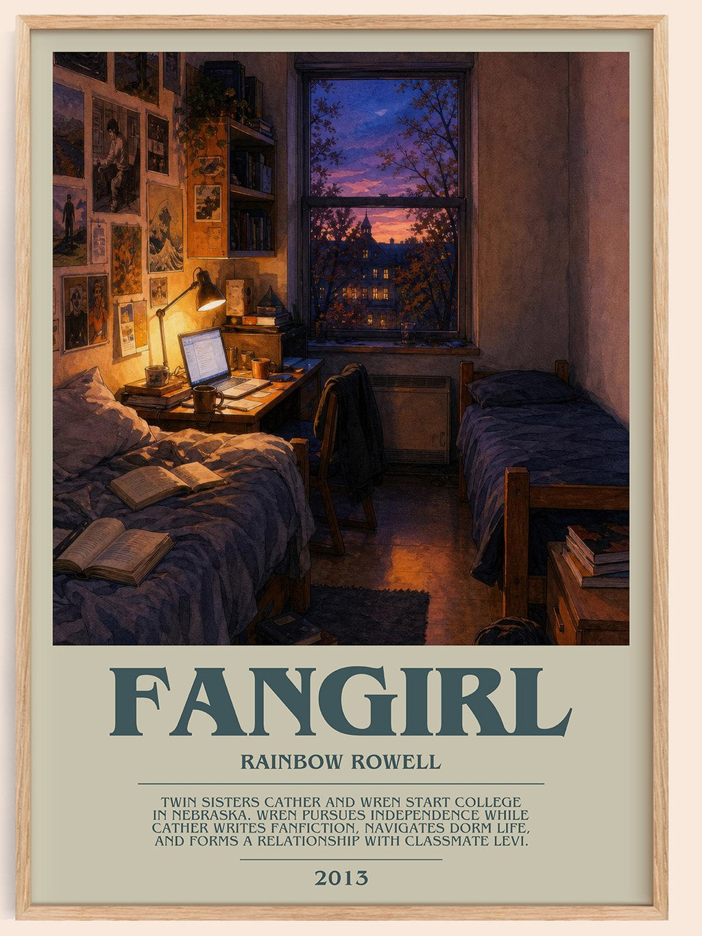Fangirl bookish book poster by Rainbow Rowell – framed literary art print