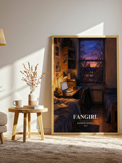Fangirl watercolour print in frame leaning in hallway – young adult wall art