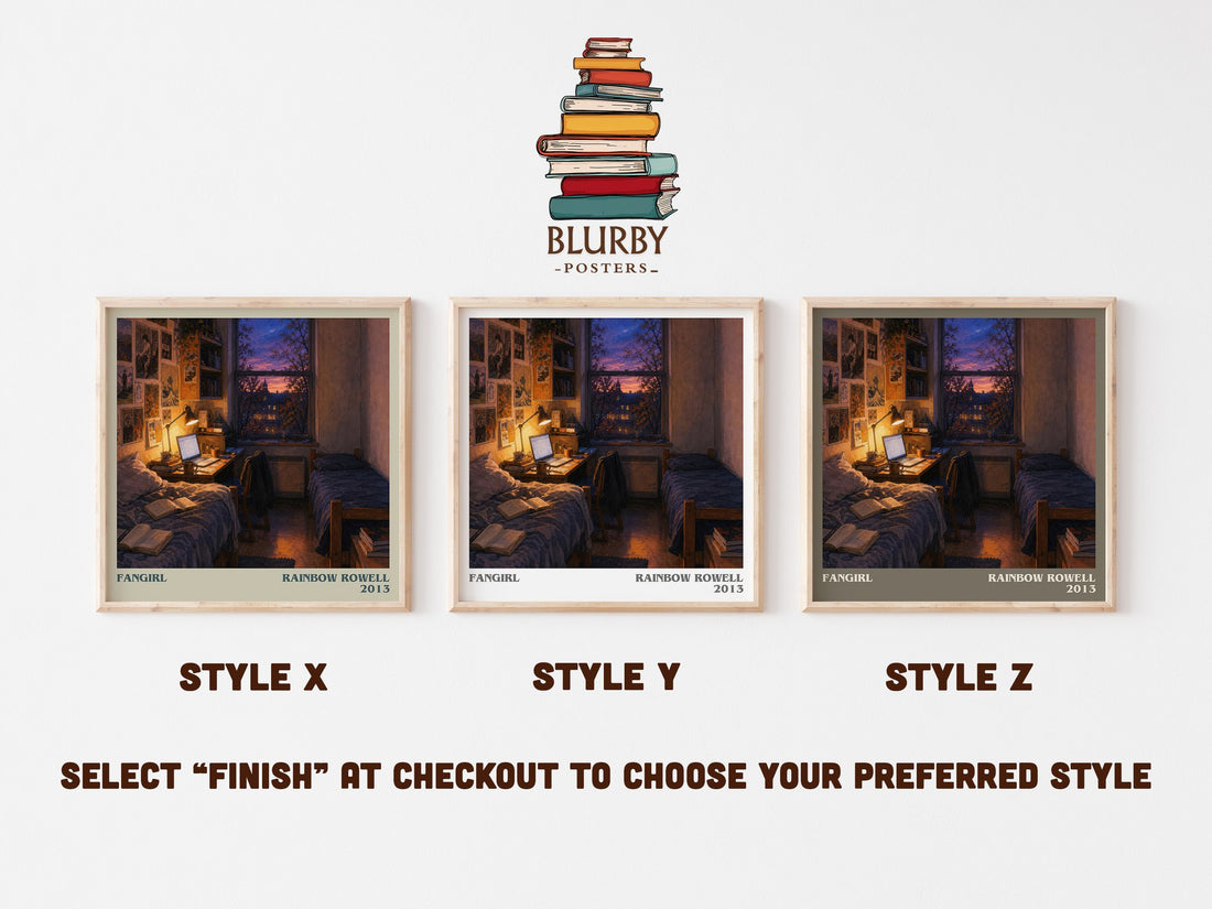 Fangirl literary print in frame leaning in hallway – young adult wall art (mockup)