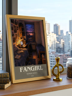 Fangirl book cover print framed by window – literary home decor