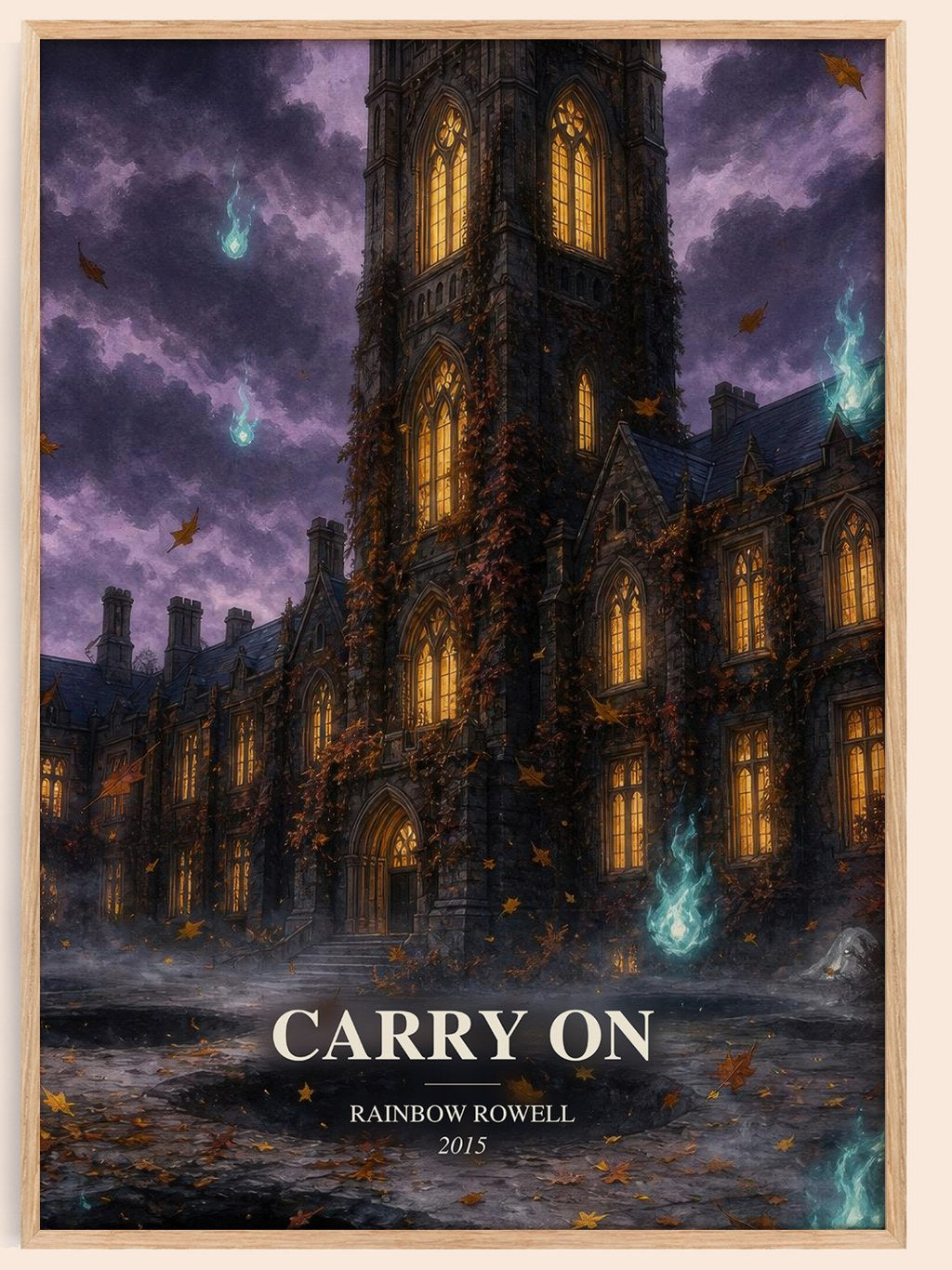 Carry On watercolour book poster by Rainbow Rowell – framed literary art print