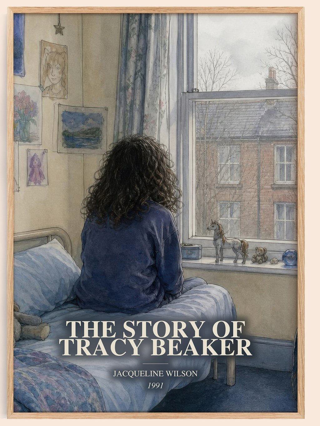 The Story of Tracy Beaker watercolour book poster by Jacqueline Wilson – framed literary art print