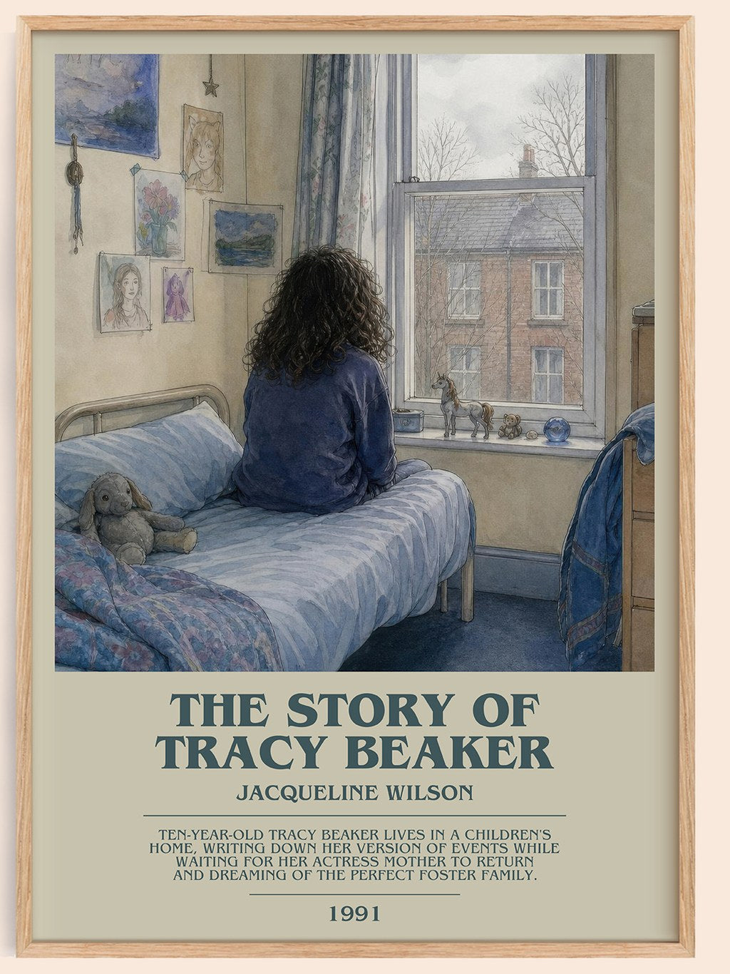 The Story of Tracy Beaker bookish book poster by Jacqueline Wilson – framed literary art print