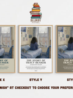 The Story of Tracy Beaker bookish print in frame leaning in hallway – childrens wall art