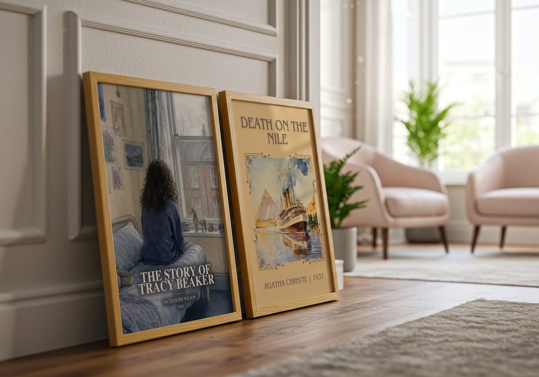The Story of Tracy Beaker watercolour print framed by window – literary home decor