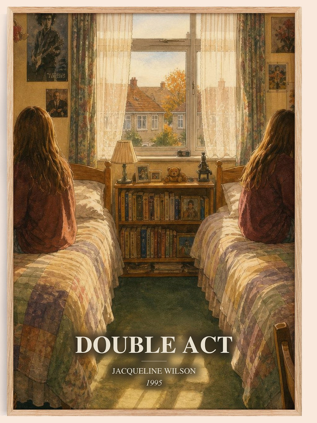 Double Act watercolour book poster by Jacqueline Wilson – framed literary art print