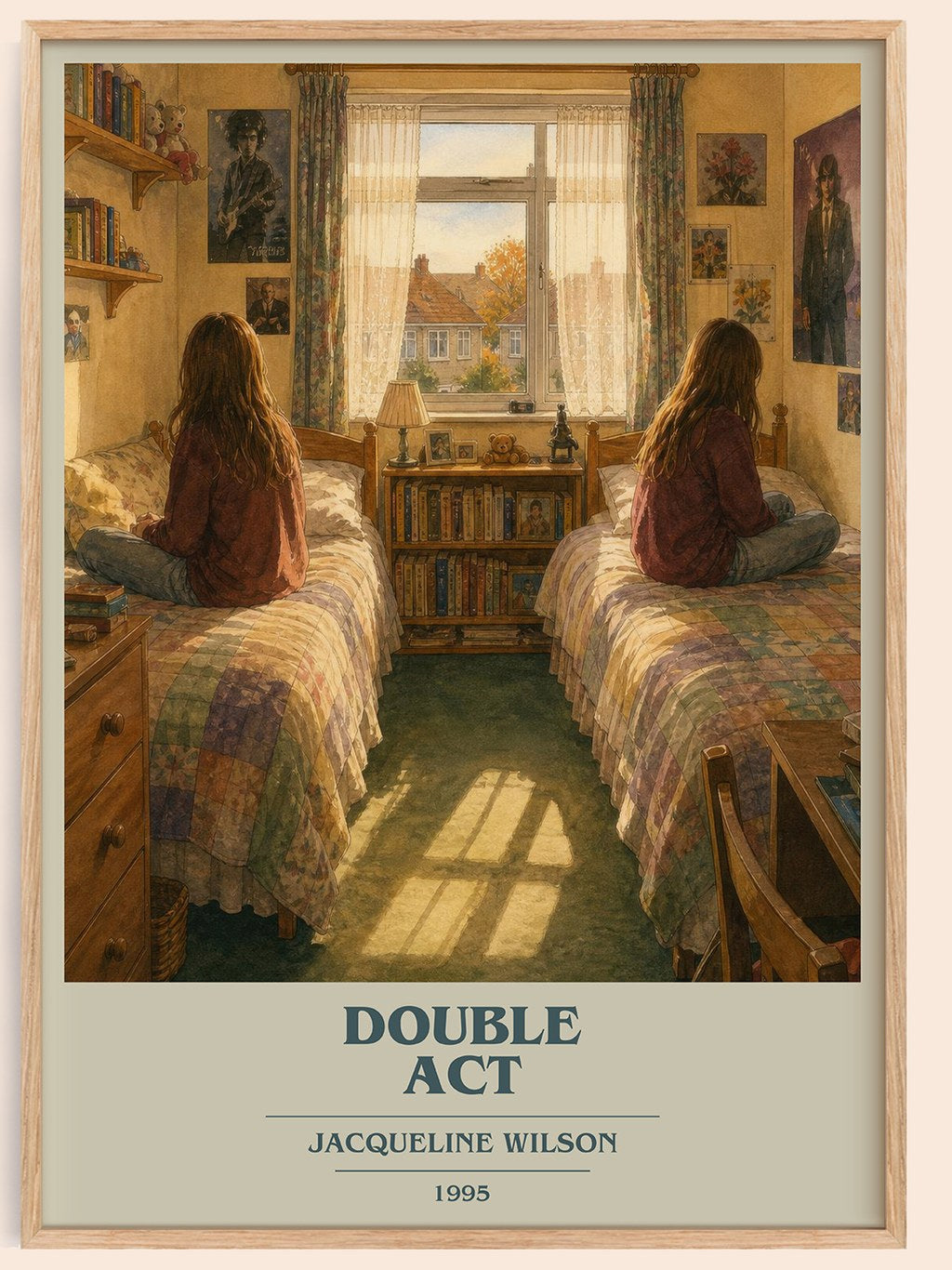 Double Act book cover book poster by Jacqueline Wilson – framed literary art print