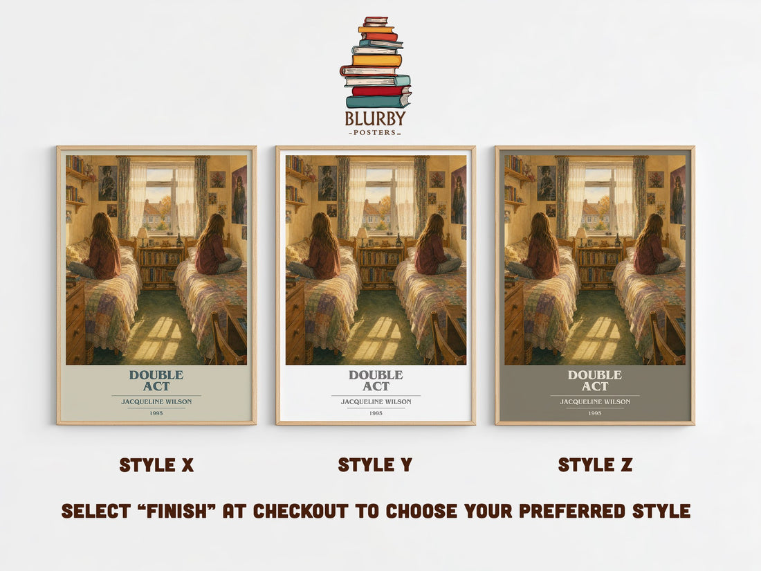 Double Act book cover print in frame leaning in hallway – childrens wall art (mockup)