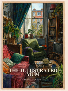 The Illustrated Mum watercolour book poster by Jacqueline Wilson – framed literary art print