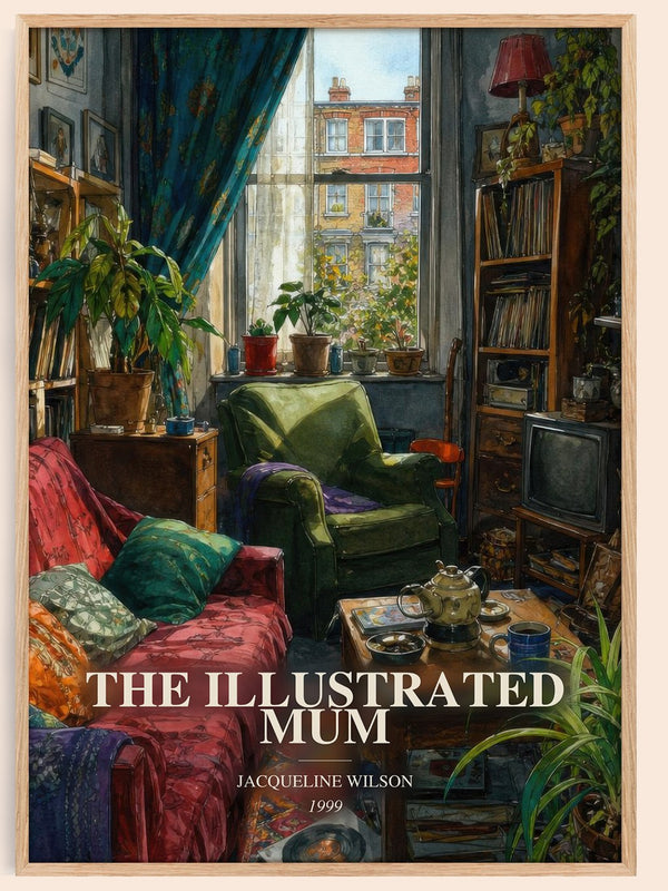 The Illustrated Mum watercolour book poster by Jacqueline Wilson – framed literary art print