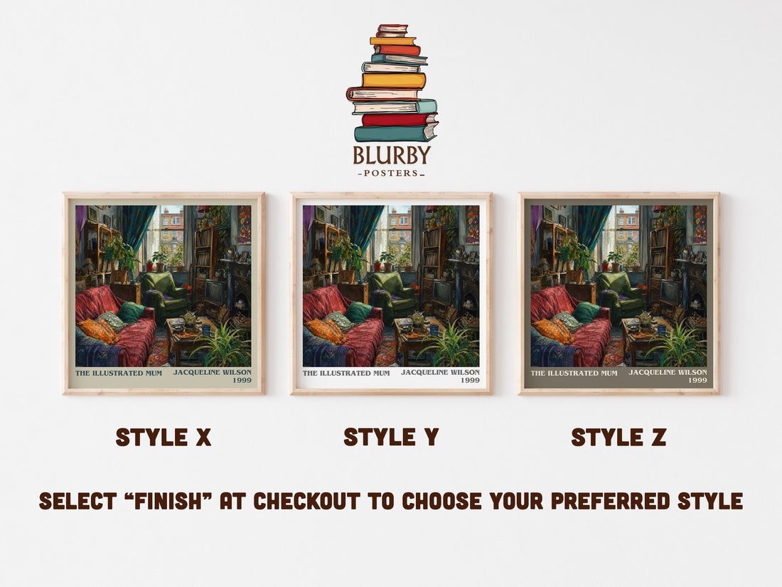 The Illustrated Mum literary print in frame leaning in hallway – childrens wall art (mockup)