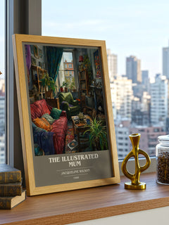 The Illustrated Mum book cover print framed by window – literary home decor