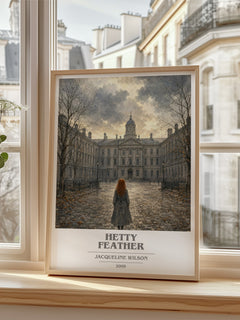 Hetty Feather Book Cover Poster by Jacqueline Wilson – framed print by a bright window
