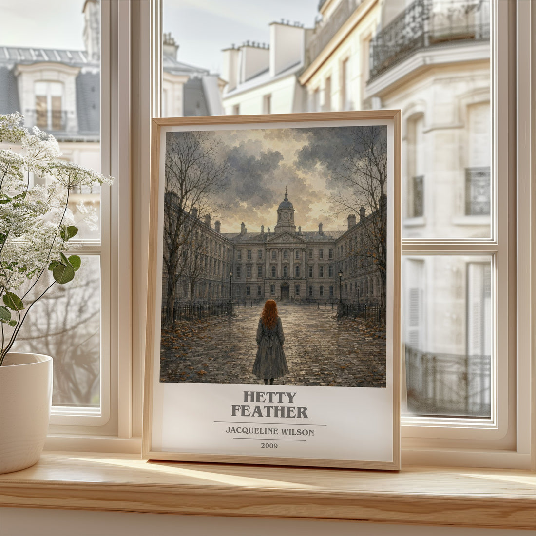Hetty Feather Book Cover Poster by Jacqueline Wilson – framed print by a bright window