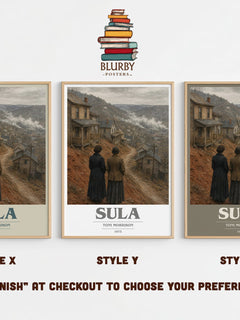 Sula book cover print in frame leaning in hallway – literary fiction wall art