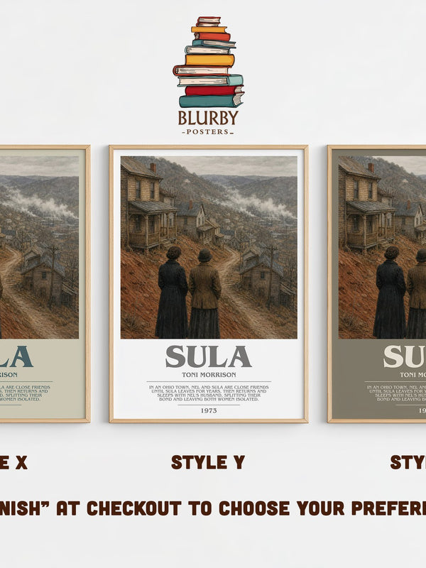 Sula bookish print in frame leaning in hallway – literary fiction wall art