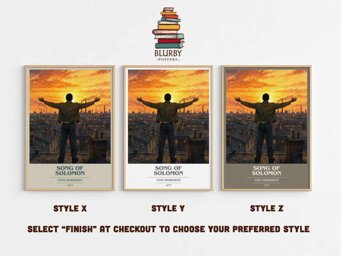 Song of Solomon book cover print in frame leaning in hallway – literary fiction wall art (mockup)