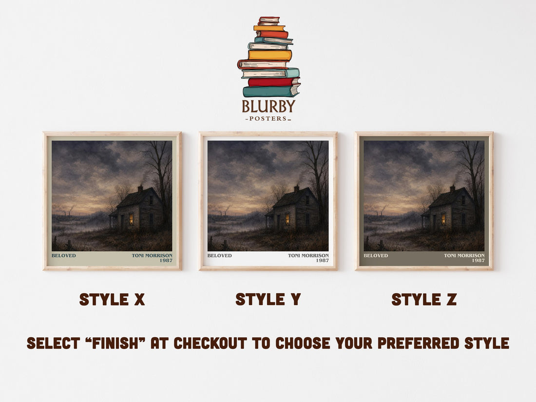 Beloved literary print in frame leaning in hallway – literary fiction wall art (mockup)