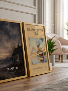 Beloved watercolour print framed by window – literary home decor