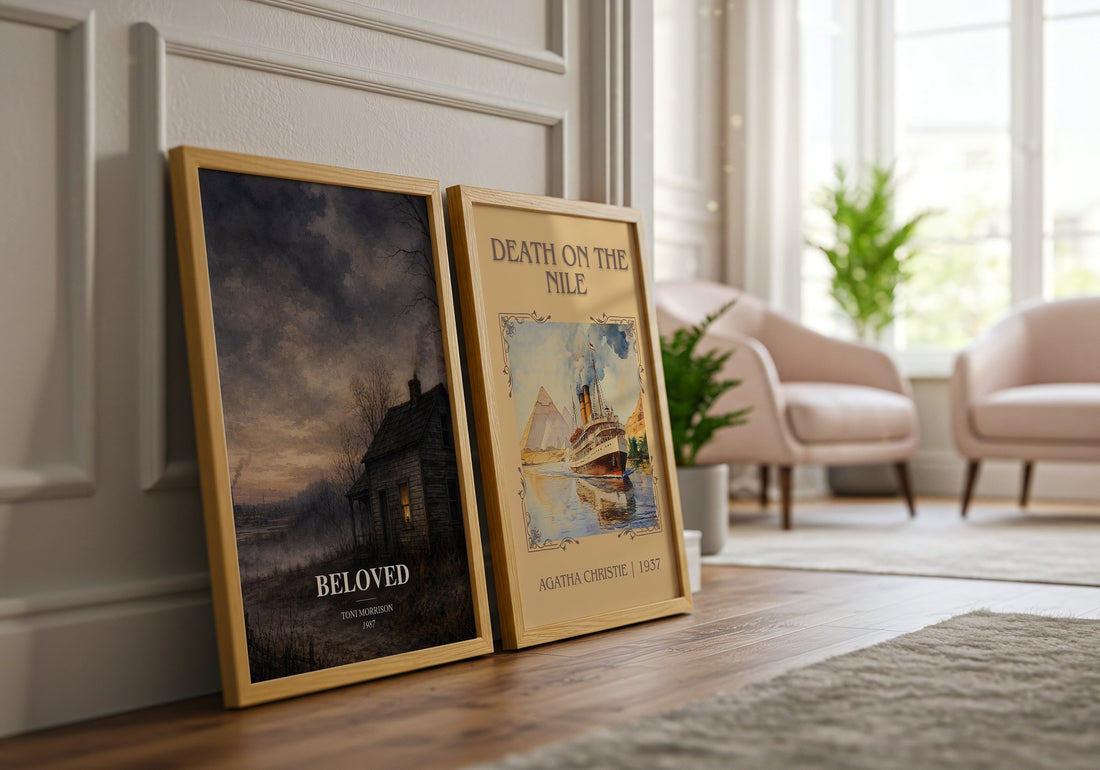 Beloved watercolour print framed by window – literary home decor