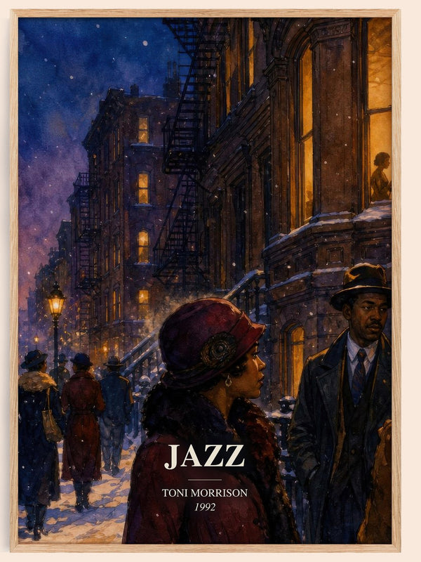 Jazz watercolour book poster by Toni Morrison – framed literary art print