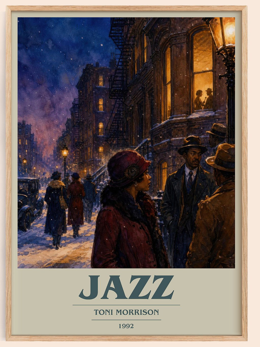 Jazz book cover book poster by Toni Morrison – framed literary art print