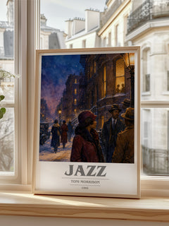 Jazz book cover poster colour and style options – Toni Morrison book art