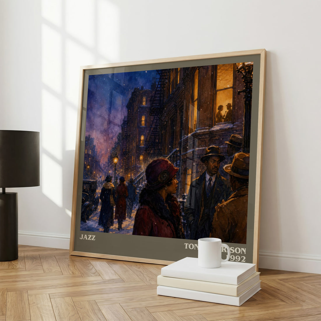 Jazz literary print framed by window – literary home decor