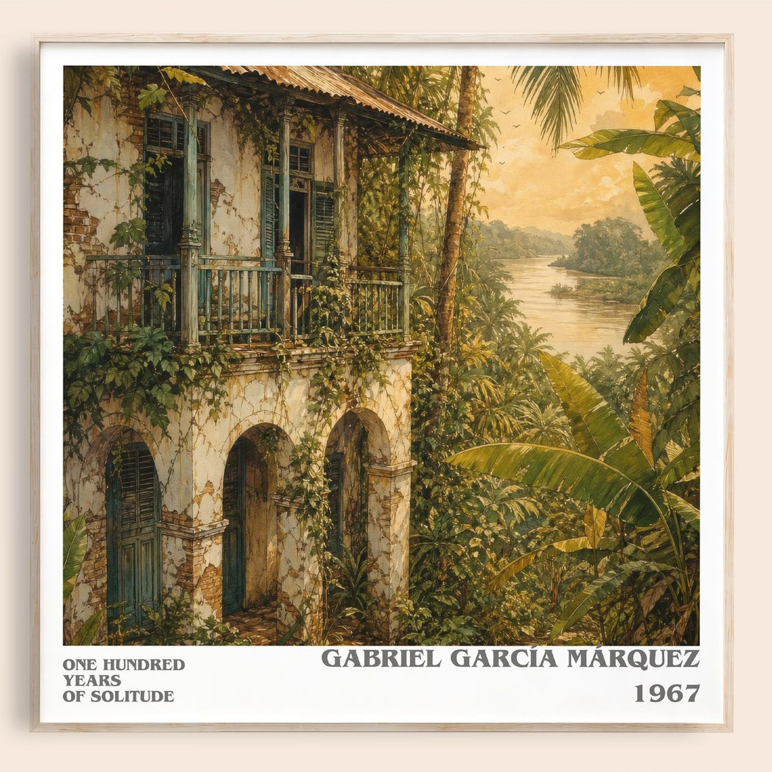 One Hundred Years of Solitude literary book poster by Gabriel García Márquez – framed literary art print
