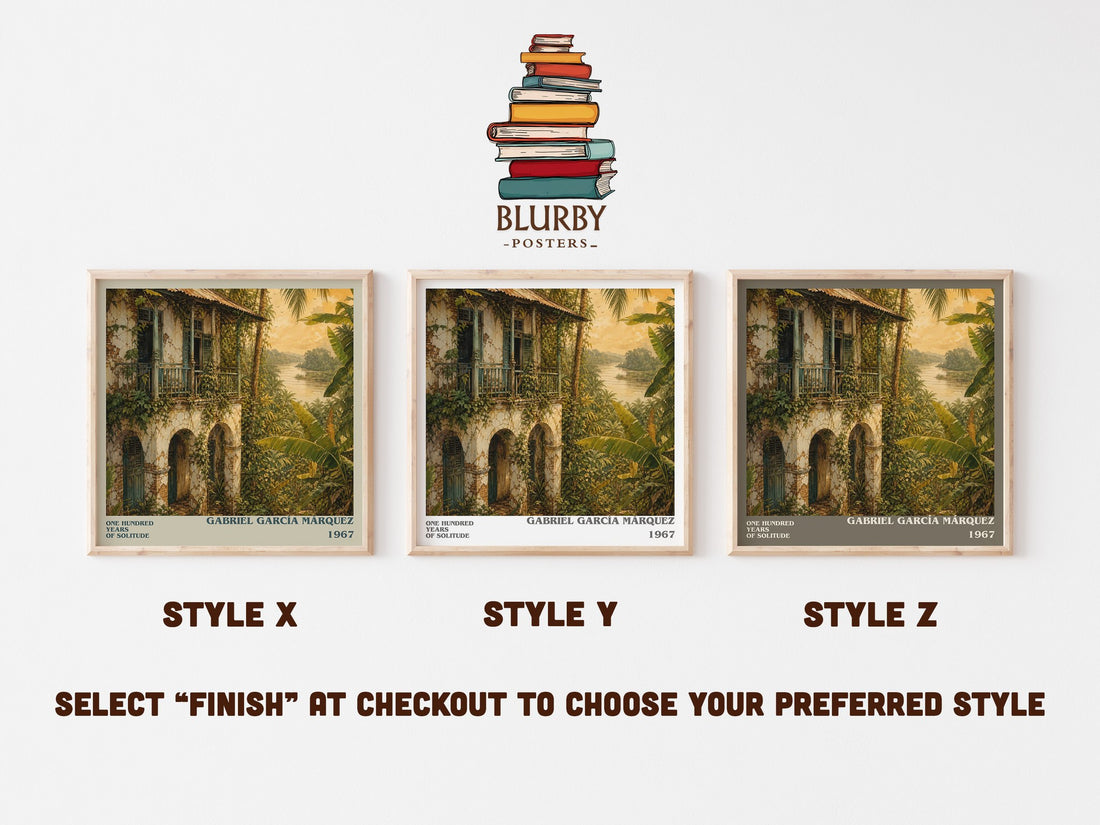 One Hundred Years of Solitude literary print in frame leaning in hallway – literary fiction wall art (mockup)