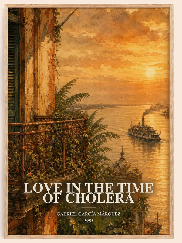 Love in the Time of Cholera watercolour book poster by Gabriel García Márquez – framed literary art print