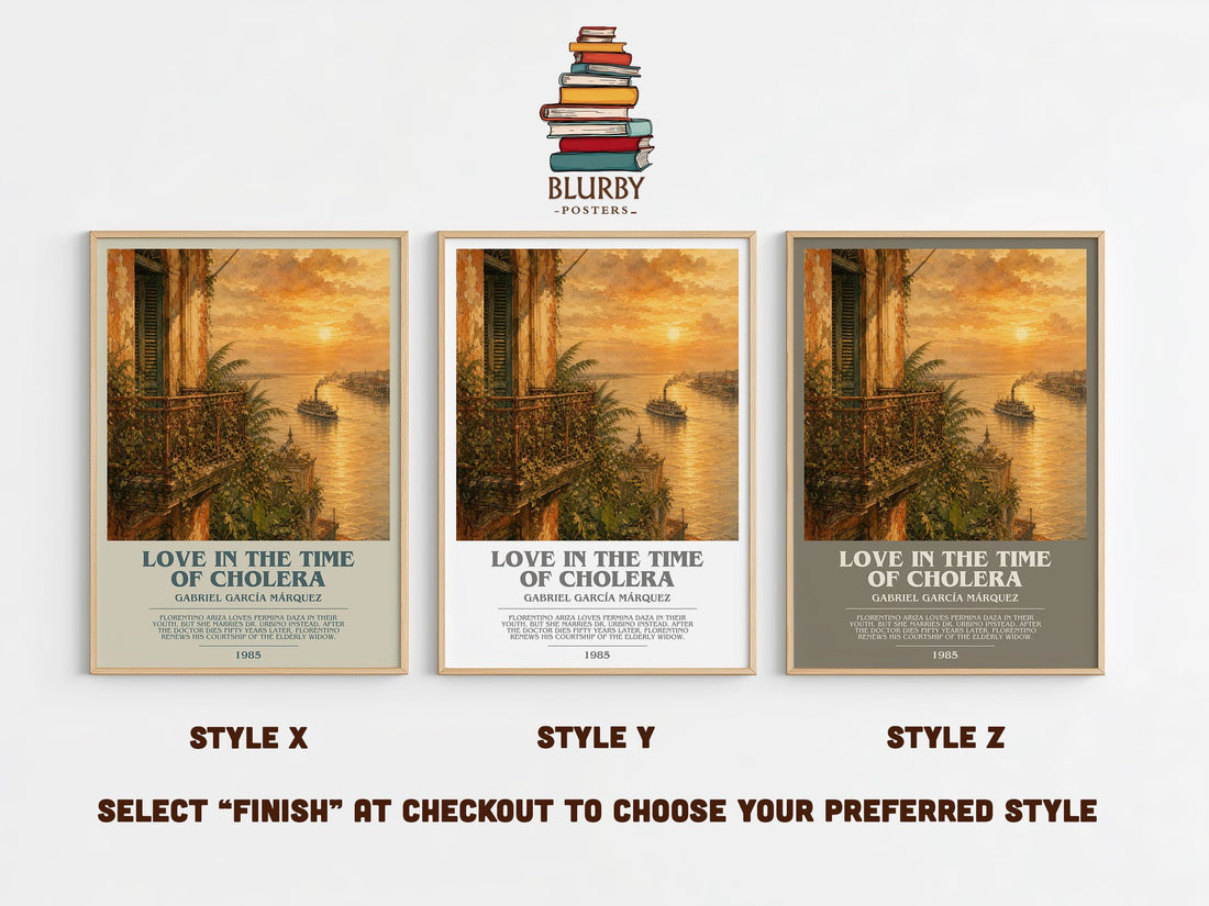 Love in the Time of Cholera bookish print in frame leaning in hallway – literary fiction wall art (mockup)
