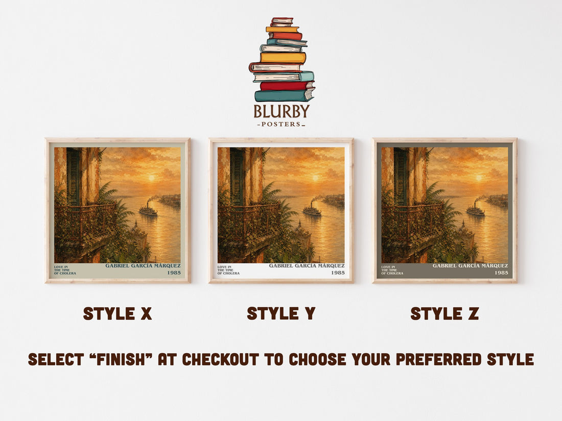 Love in the Time of Cholera literary print in frame leaning in hallway – literary fiction wall art (mockup)