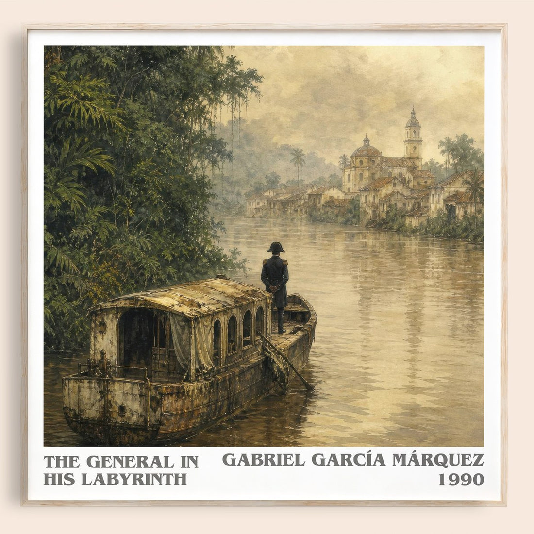 The General in His Labyrinth literary book poster by Gabriel García Márquez – framed literary art print