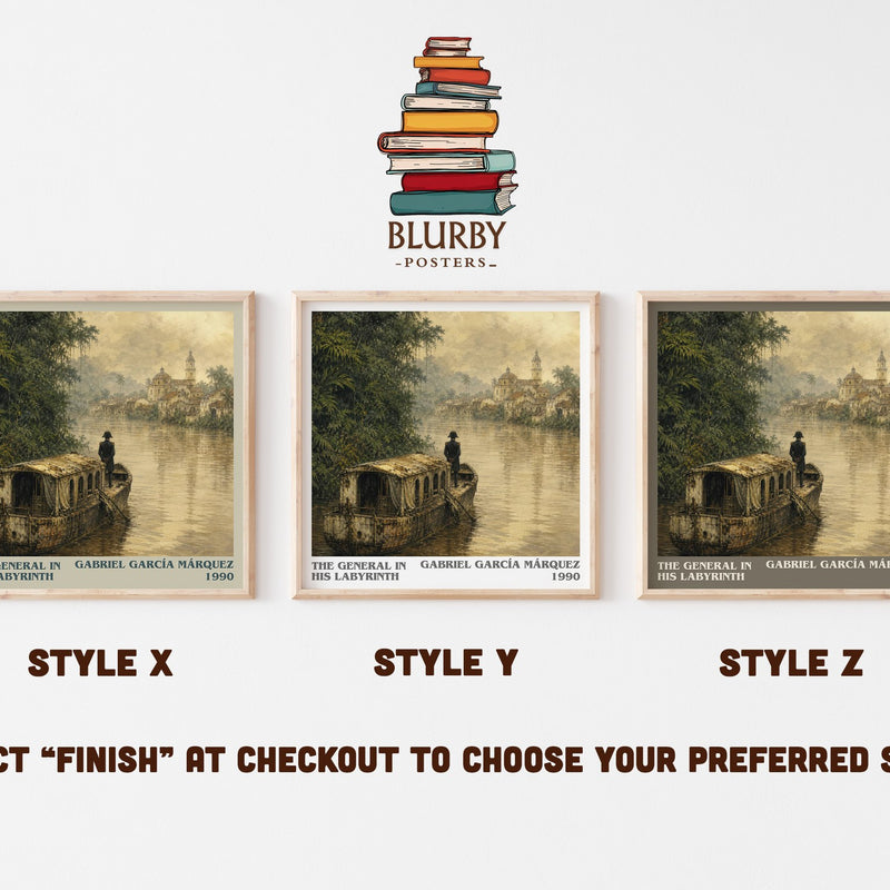 The General in His Labyrinth literary print in frame leaning in hallway – historical fiction wall art