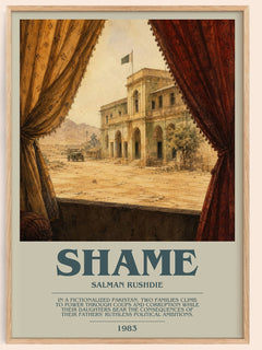 Shame bookish book poster by Salman Rushdie – framed literary art print