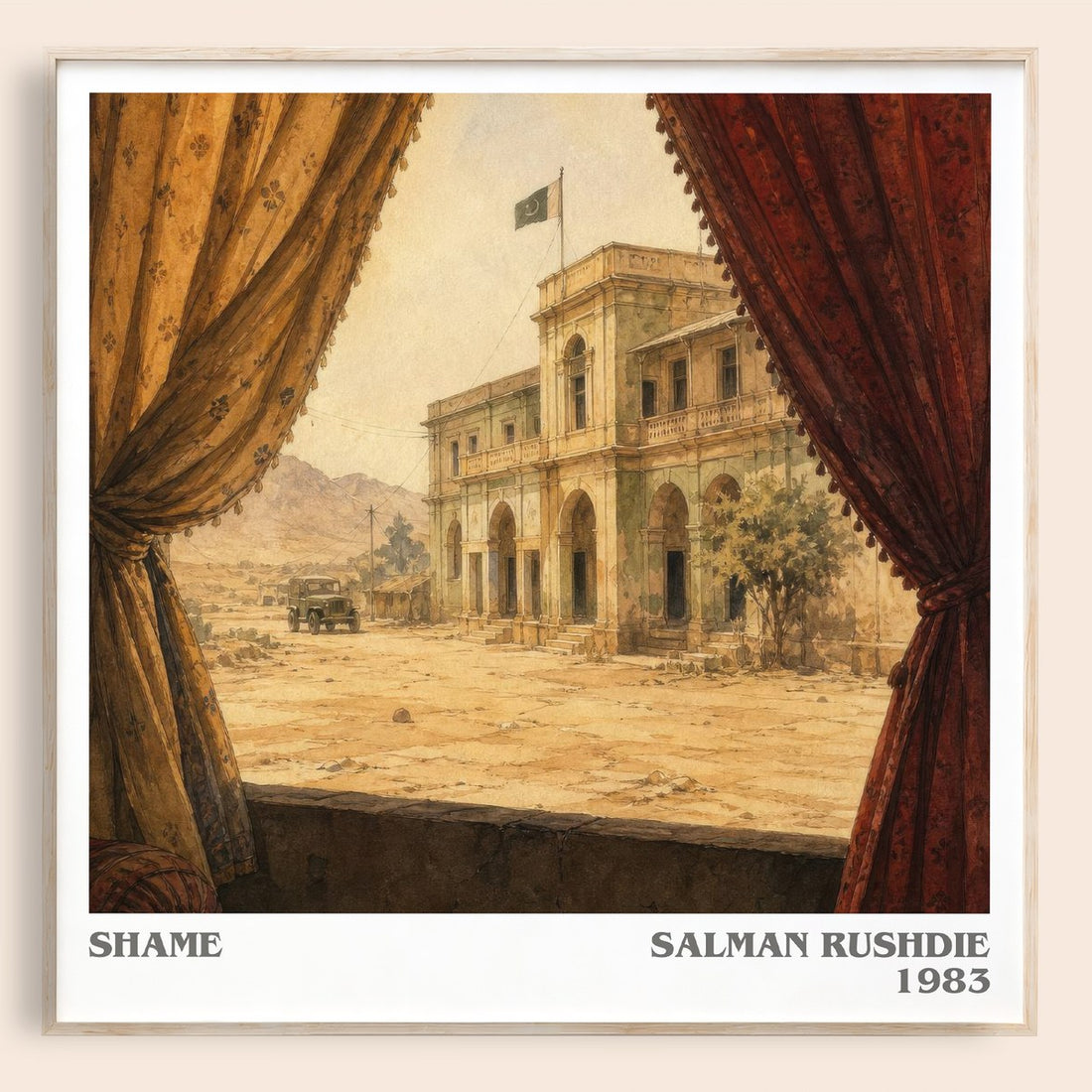 Shame literary book poster by Salman Rushdie – framed literary art print