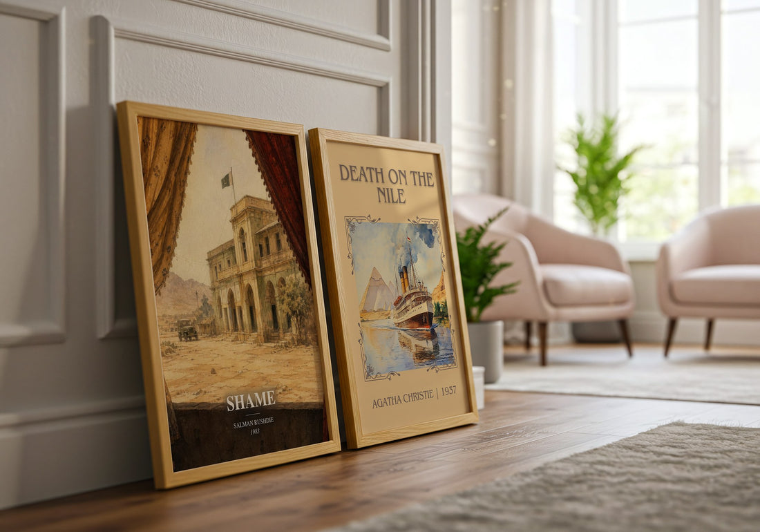 Shame watercolour print framed by window – literary home decor