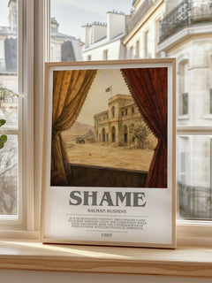 Shame bookish poster colour and style options – Salman Rushdie book art